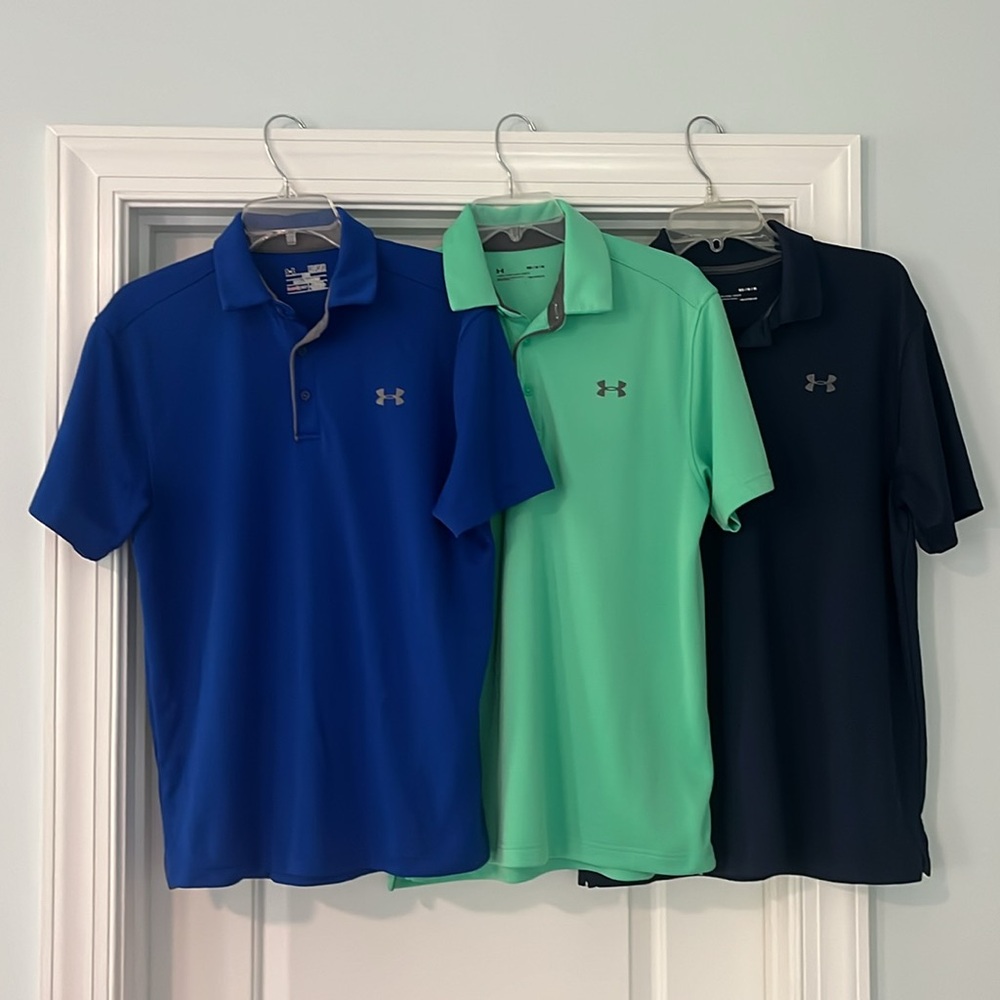 Three Men’s Under Armour Polo Shirts